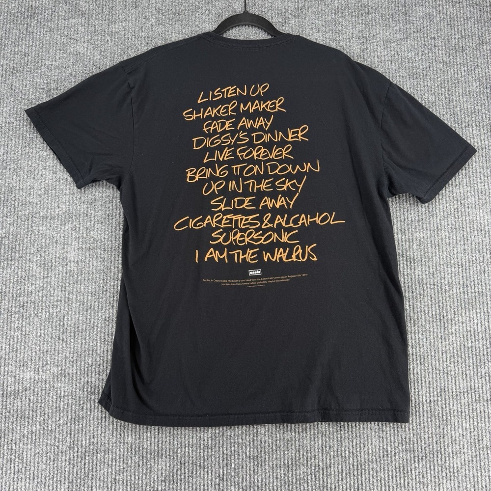 Oasis definitely maybe AAA setlist band tee shirt XL Leeds Irish Centre 1994